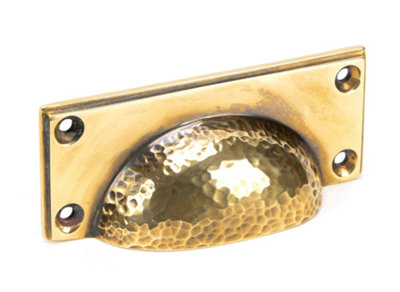 From The Anvil Aged Brass Hammered Art Deco Drawer Pull