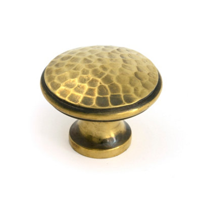 From The Anvil Aged Brass Hammered Cabinet Knob - Large