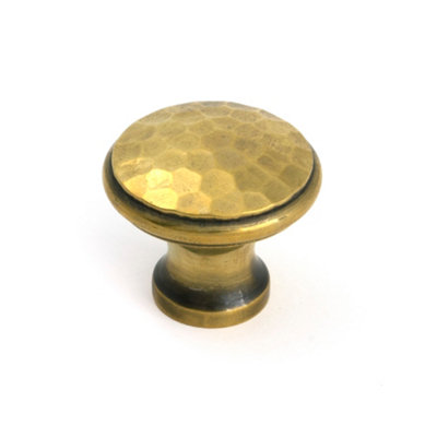 From The Anvil Aged Brass Hammered Cabinet Knob - Medium