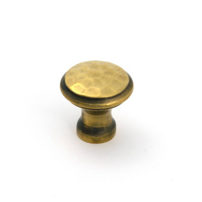 From The Anvil Aged Brass Hammered Cabinet Knob - Small