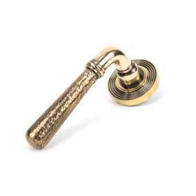 From The Anvil Aged Brass Hammered Newbury Lever on Rose Set (Beehive) - Unsprung
