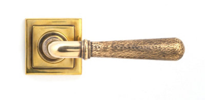 From The Anvil Aged Brass Hammered Newbury Lever on Rose Set (Square)