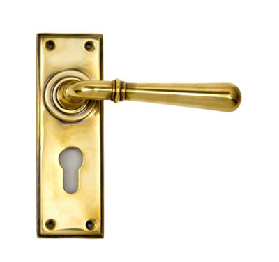 From The Anvil Aged Brass Newbury Lever Euro Lock Set