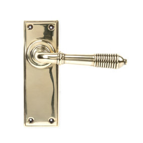 From The Anvil Aged Brass Reeded Lever Latch Set