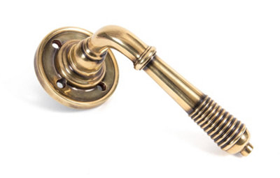 From The Anvil Aged Brass Reeded Lever on Rose Set - Unsprung