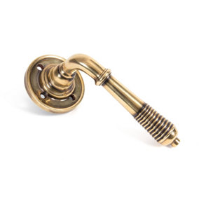 From The Anvil Aged Brass Reeded Lever on Rose Set - Unsprung