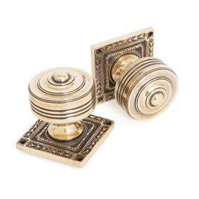 From The Anvil Aged Brass Tewkesbury Square Mortice Knob Set