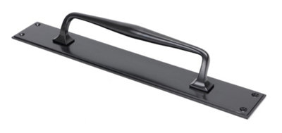 From The Anvil Aged Bronze 425mm Art Deco Pull Handle on Backplate