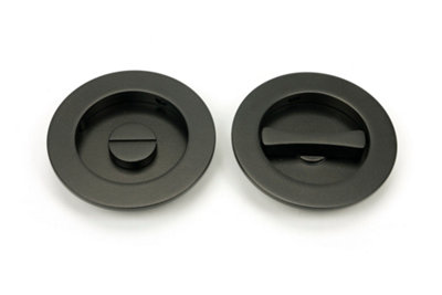 From The Anvil Aged Bronze 75mm Plain Round Pull - Privacy Set