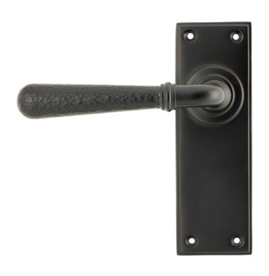 From The Anvil Aged Bronze Hammered Newbury Lever Latch Set
