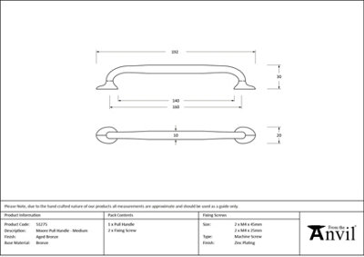 From The Anvil Aged Bronze Moore Pull Handle - Medium