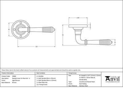 From The Anvil Aged Bronze Reeded Lever on Rose Set - Unsprung