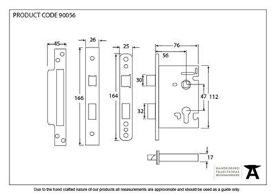 From The Anvil Black 3 Inch Euro Profile Sash Lock