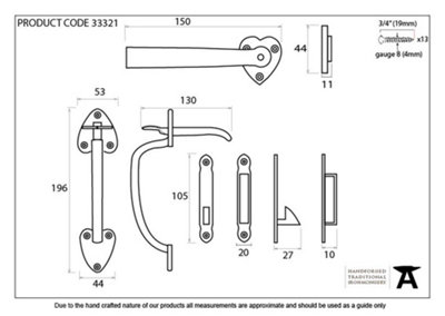 From The Anvil Black Cast Thumblatch Set with Chain