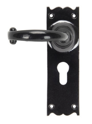 From The Anvil Black Cottage Lever Euro Lock Set