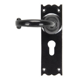 From The Anvil Black Cottage Lever Euro Lock Set