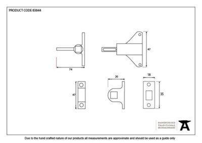 From The Anvil Black Fanlight Catch with two Keeps
