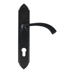From The Anvil Black Gothic Curved Lever Espag. Lock Set