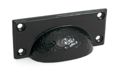 From The Anvil Black Hammered Art Deco Drawer Pull