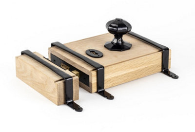 From The Anvil Black Oak Box Lock & Octagonal Knob Set