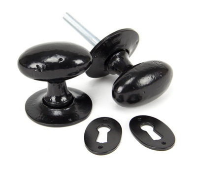 From The Anvil Black Oval Mortice/Rim Knob Set