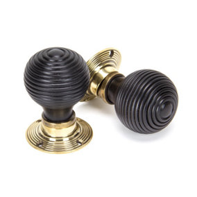 From The Anvil Ebony & Aged Brass Beehive Mortice/Rim Knob Set