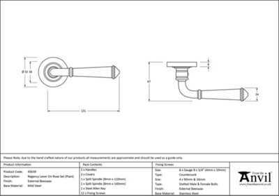 From The Anvil External Beeswax Regency Lever on Rose Set (Plain)