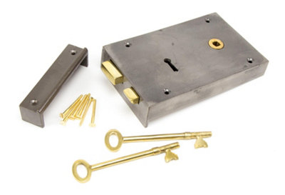 From The Anvil Iron Right Hand Rim Lock - Large | DIY at B&Q