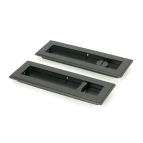 From The Anvil Matt Black 175mm Art Deco Rectangular Pull - Privacy Set