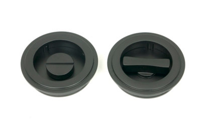 From The Anvil Matt Black 60mm Art Deco Round Pull - Privacy Set