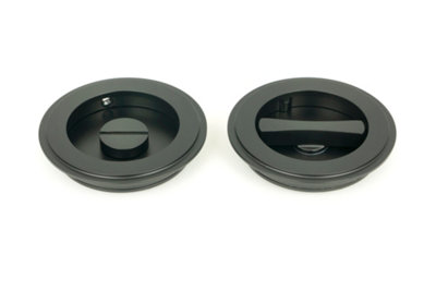 From The Anvil Matt Black 75mm Art Deco Round Pull - Privacy Set