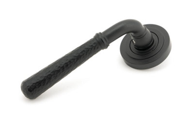 From The Anvil Matt Black Hammered Newbury Lever on Rose Set (Art Deco)