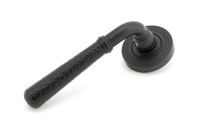 From The Anvil Matt Black Hammered Newbury Lever on Rose Set (Beehive) - Unsprung