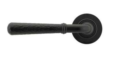 From The Anvil Matt Black Hammered Newbury Lever on Rose Set (Plain)