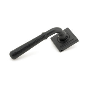 From The Anvil Matt Black Hammered Newbury Lever on Rose Set (Square) - Unsprung