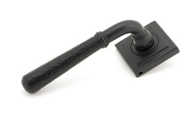 From The Anvil Matt Black Hammered Newbury Lever on Rose Set (Square)