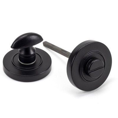 From The Anvil Matt Black Round Thumbturn Set (Plain)