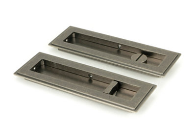 From The Anvil Pewter 175mm Art Deco Rectangular Pull - Privacy Set