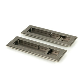 From The Anvil Pewter 175mm Art Deco Rectangular Pull - Privacy Set