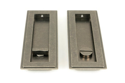 From The Anvil Pewter 175mm Art Deco Rectangular Pull - Privacy Set
