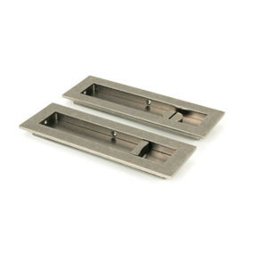 From The Anvil Pewter 175mm Plain Rectangular Pull - Privacy Set
