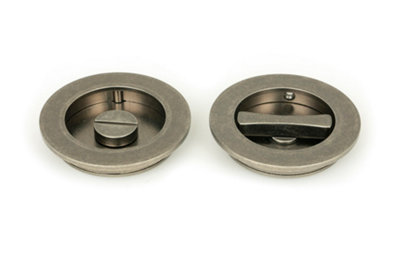 From The Anvil Pewter 75mm Plain Round Pull - Privacy Set