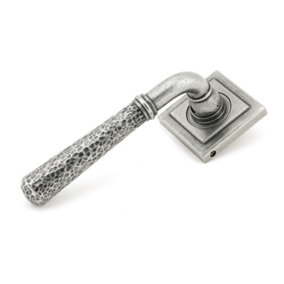 From The Anvil Pewter Hammered Newbury Lever on Rose Set (Square)