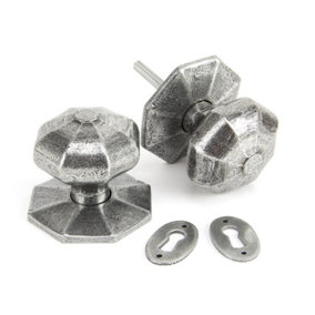 From The Anvil Pewter Large Octagonal Mortice/Rim Knob Set