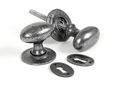 From The Anvil Pewter Oval Mortice/Rim Knob Set
