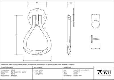 From The Anvil Pewter Pear Shaped Door Knocker