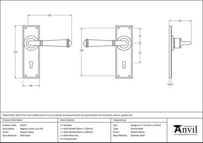 From The Anvil Pewter Regency Lever Lock set