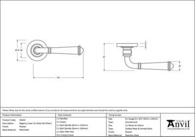 From The Anvil Pewter Regency Lever on Rose Set (Plain)
