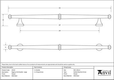 From The Anvil Pewter Regency Pull Handle - Large