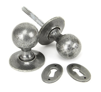 From The Anvil Pewter Round Mortice/Rim Knob Set